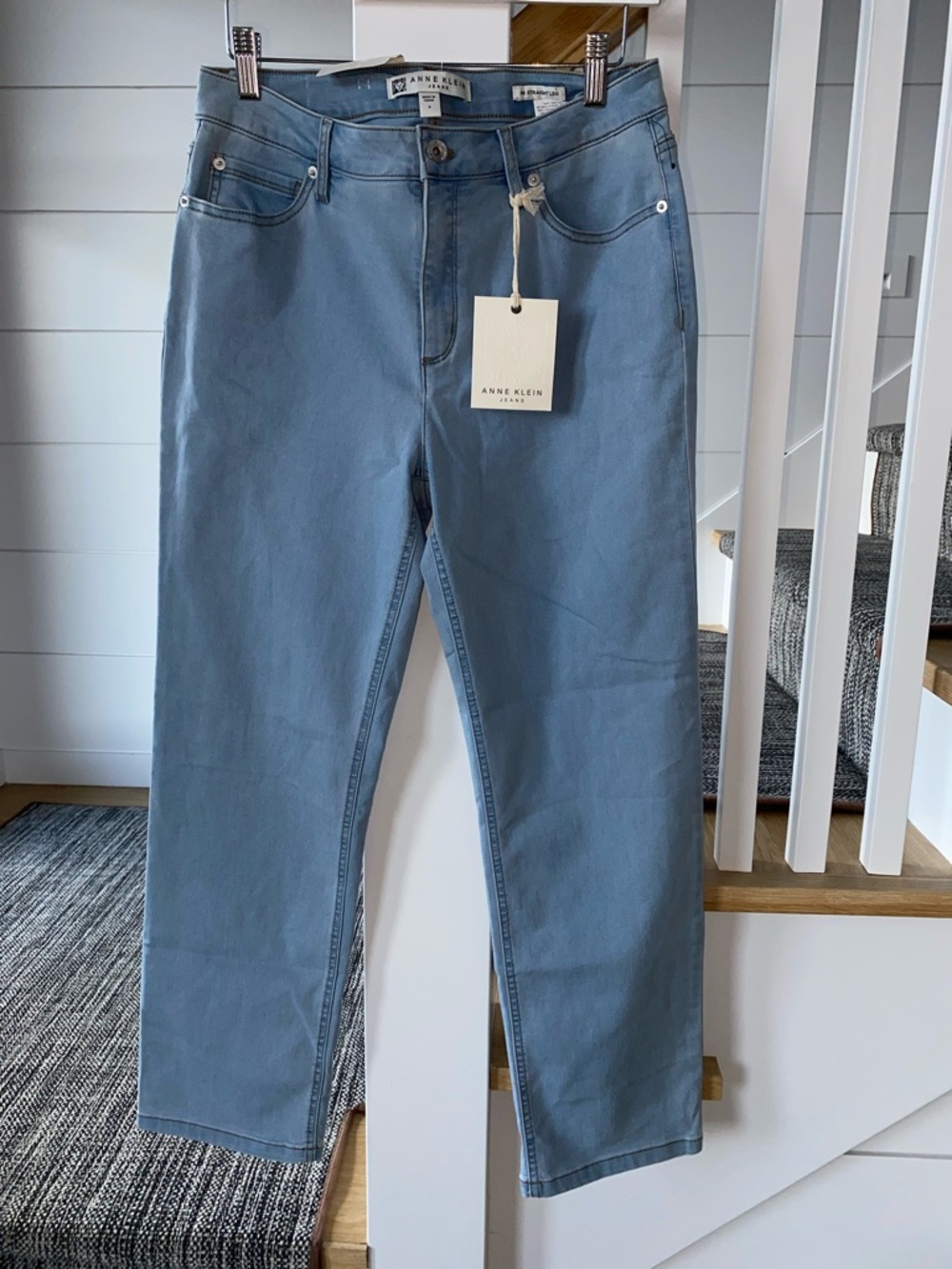 Anne Klein Women's Straight Leg Jeans in Light Blue